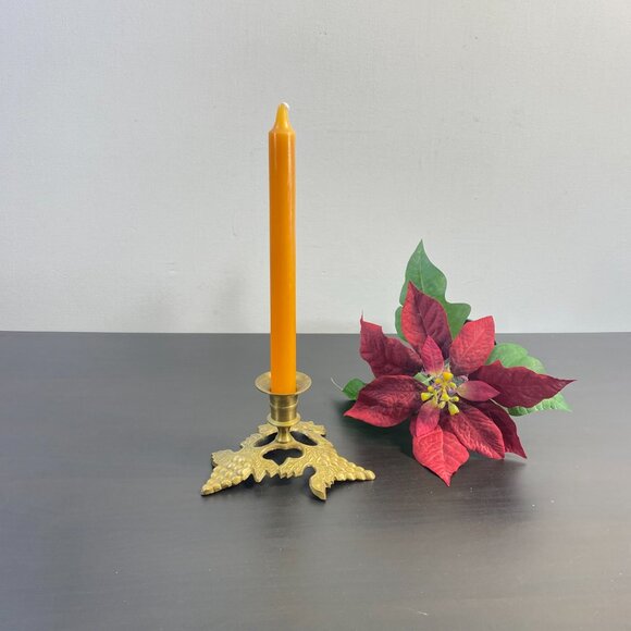 Vintage Brass Ornate Candlestick, Golden Decorative Candle Holder, Dining Rustic - Picture 10 of 10